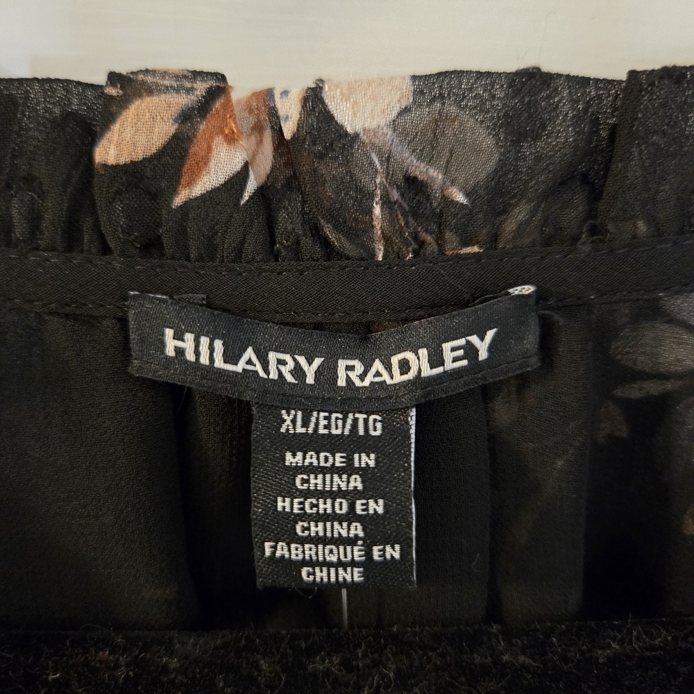 Hilary Radley Women's Floral Print Blouse Black Size XL - Picture 2 of 11